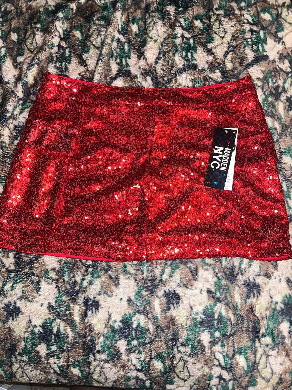 Madden NYC Red Sequin Mini Skirt